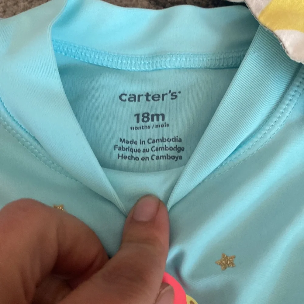 CARTERS Baby Girl Unicorn Rashguard with Gymboree hat